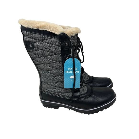 Jambu Black Herringbone Chilly Water Resistant Duck Boot 9.5M - Picture 2 of 12